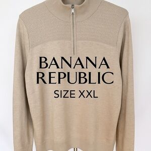 Banana Republic Luxe Yarn Half-Zip Sweater – Size XXL cotton/silk/cashmere soft!